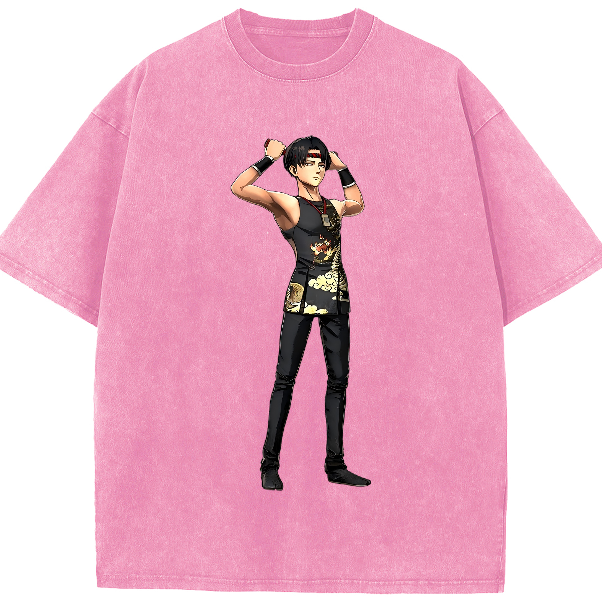 （画像用） 進撃の巨人 リヴァイ·アッカーマン Attack on Titan Levi Ackerman 綿100% ヴィンテージ風 半袖Tシャツ（フロントプリント）